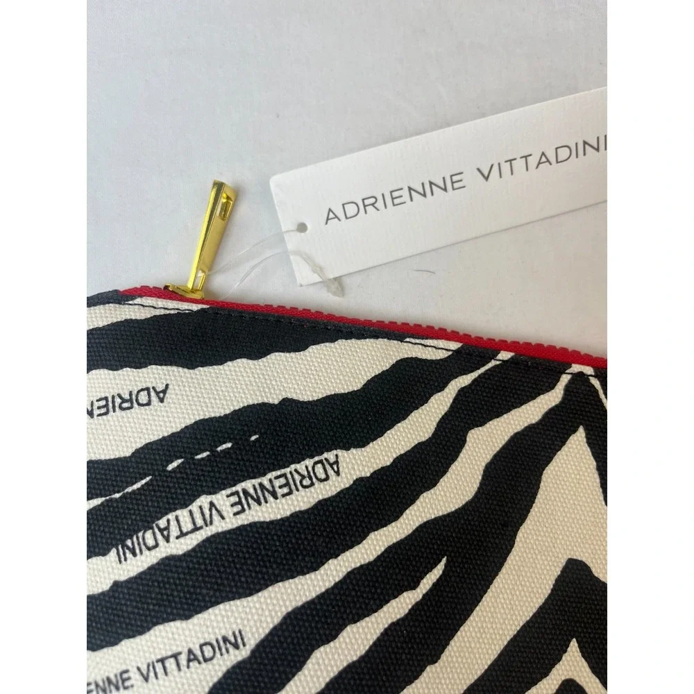 Adrienne Vittadini Zebra Print Cosmetic‎ Makeup Bag Pouch Travel Organizer NWT